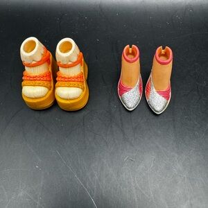 My Scene Barbie Doll Shoes High Heel Pink & Silver Heels & Orange Brown Boots